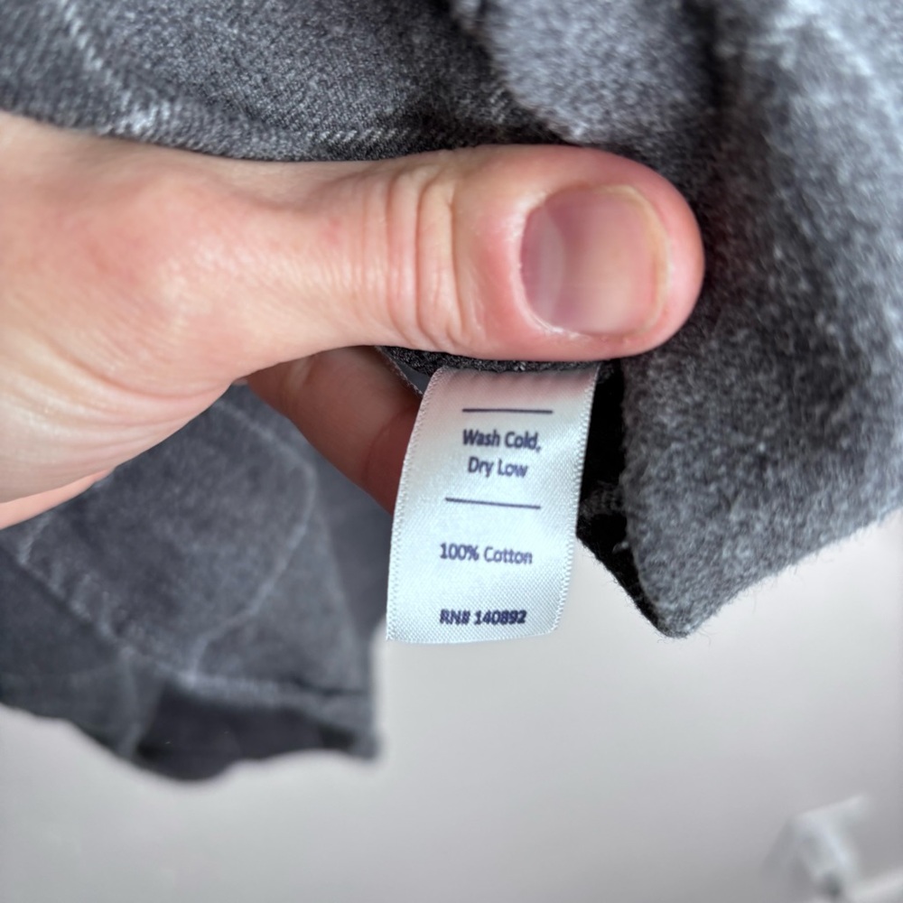 Marine Layer Gray Windowpane Flannel Button Down Shirt Size L - Picture 6 of 9